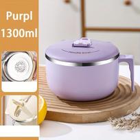 1 Stainless Steel Instant Noodle Bowl, Lunch Box,  Sealed Portable Drain Bowl, Lamian Noodles Bowl,  Kitchen Tableware violetinė