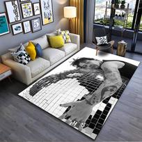 Pop Music Area Rug, Harry Styles Leaning on Disco Ball Tattoos Black White Photo Print, Fan Room Decor, Non-Slip Mat 40x60cm( 15x23in ) gray