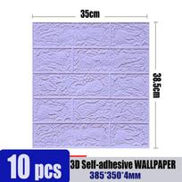 3D Wallpaper Self Adhesive Peel and Stick Wall Tile, Waterproof Foam Wall Panel, Vintage Brick Stone Wall Sticker for Home Bedroom Living Room Decor 10pcs 35*38.5cm violetinė