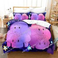Cartoon Bee PuppyCat 3D NEW Duvet Cover Pillowcase Bedding Set Adult Boy Girl Bedroom Decoration Children Single Double Large 70x133cm 2pcs purple