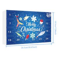 24 Days Christmas Fishing Advent Calendar with Hooks Storage Box Creative Gift for Anglers blue