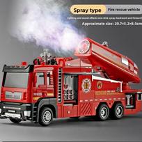 1:32 purškiančio vandens gaisrinės mašinos modelis, kopėčių mašinos, žaislinis automobilis, garsas, šviesa, atitraukiamas, atidaromos durys, transporto priemonių kolekcija, berniukų dovana