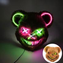 LED Kraujuota Triušio Kaukė Šviečianti Žudiko Juodo Lokio Kaukė Helovino Šokio vakarėlio Cosplay Kostiumo Rekvizitas Nužudyto Pliušinio Triušio Kaukė black