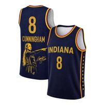 Indiana #8 Cunningham Krepšinio marškinėliai Tamsiai mėlyni Rankovių neturintis Sportinis Treniruočių Topas Ventiliatoriaus Atminimo Spaudos Liemenė Šeimos Derinimas M