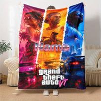 Custom Name Gta Theme Printed Blanket Perfect For Couch Bed Travel Outdoor Use Machine Washable Cozy Durable 80cmx120cm