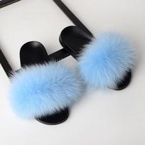Luxurious Women's Girls' Fur Slides With Fuzzy Furry Slippers For Ultimate Comfort SkyBlue,42 gray
