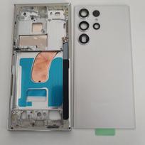 Full housing case for Samsung Galaxy S23 ultra middle frame glass battery cover rear  panel housing case with camera lens Silver (EU Version)