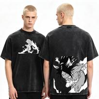 2026 Anime Shihouin Yoruichi BLEACH Washed Printed T Shirts Unisex Hip Hop Streetwear Top Y2K Gothic Cotton Oversized T-shirts XL beige