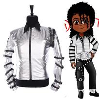Impersonator Michael Jackson Costumes Jacket BAD tour Silver Bodysuit Jacket Outerwear for Collection XXL gray