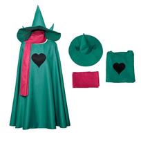 Anime žaidimas Undertale Ralsei Cosplay kostiumas Žalias burtininko apsiaustas Širdies emblema Rožinis šalikas ir raganių skrybėlė Comic Con vaidmenų žaidimas S blue