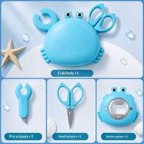 3‑In‑1 Cute Crab‑Shaped Multi Tool, Magnetic Storage Scissors Bottle Opener Package Cutter For Home Travel A3 blue
