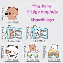 Kawaii Panda Yier Fridge Magnets Cute Bubu Dudu Anime Home Decor Sticker Creative Refrigerator Accessories