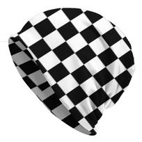 Bonnet Hats Checkerboard Men Women's Thin Hat Check Pattern (3) Warm Cap Street Skullies Beanies Caps One Size gray