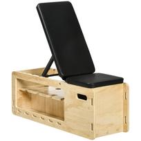 Dumbbell Bench With Dumbbell Rack 1 Storage Basket Adjustable In 6 Positions Solid Wood Natural + Black