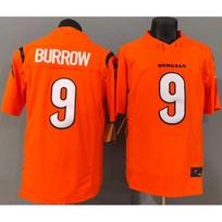 Cincinnati Bengals 9 Joe Burrow NFL Football Jersey Mens Orange Replica Team Uniform Large white