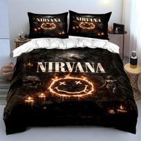Nirvana Fire Smiley Face Gothic Bedding Set (1 duvet cover, 2 pillowcases, duvet not included) sofas 250x220cm
