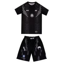 Mens MMA Training Set Short Sleeve Top Shorts Boxing Muay Thai Gym Fighting L