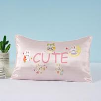 Kids Cartoon Silk Pillowcase 19 Momme Mulberry Front Tencel Back 30x50cm Single Pack 30x50 cm white