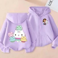 Super Cute Magic Gabby's dollhouse Girls Zip Up Hoodie Spring Thin Design Girls Hooded Cardigan Jacket 110 white