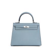Palm pattern second generation Kelly cowhide bag niche messenger Kelly bag genuine leather high-end women's handbag 19CM