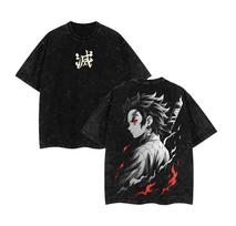 Tanjiro Kamado - Demon Slayer Infinity Castle Arc Washed T-Shirt XL black