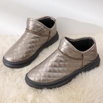 Snow boots female short tube student winter snow cotton shoes piled thickened bread shoes non-slip warm women's cotton boots 41 gray