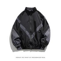 Men's Trendy Reflective Stitching Stand Collar Zipper Jacket - Autumn Casual Thin Style Medium juoda