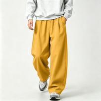 Men's Retro Wide Leg Pants with Loose Straight Fit L geltona