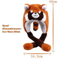 Super Lovely Red Panda Cosplay Hat Raccon Winter Warm Fluffy Cute Kawaii Accessory Christmas Thanksgiving New Year Gift Present M 56-58cm black