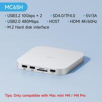 Hagibis USB C Hub with M.2 SSD Enclosure Type-C Docking Station for Mac Mini M4/M4 Pro 4K 60Hz USB 3.2 Gen2 SD/TF 4.0 Dock Stand