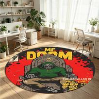 DOOM Printed Round Crystal Velvet Rug Soft Non Slip Floor Carpet For Bedroom Holiday Gift 120cmx120cm black
