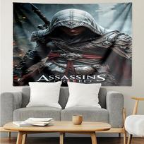 Assassin's Creed Print Tapestry, Backdrop, Easy Setup, Ideal for Bedroom, Office & Living Room, with Aesthetic Wall Hanging Decor. 100cmx150cm black