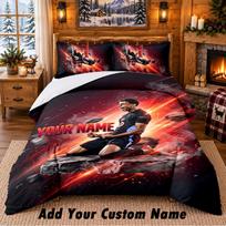 Lamine Yamal Pattern Bedding 3Pcs Set Custom Name, Bed Sheet And Pillowcases For Home Bedroom 140cmx210cm