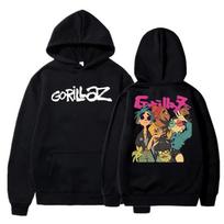 Gorillaz Printing Sweatshirt Autumn Winter Pullovers Long Sleeve Loose Soft Streetwear Coat Graphic Hoodie Top Clothing Fashion L black