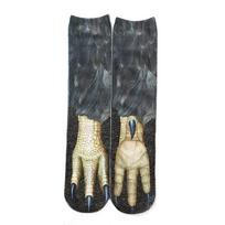 3D Gyvūnų Rašto Unisex Ilgos Kojinės - Katės ir Šuns Letenėlių Dizainas 20cm Double-Sided black