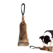 Rabbit Fur Squeaky Dog Training Toy Bite Tug Stick for Outdoor Interactive Play Sound Plush Toy for Medium Large Dogs