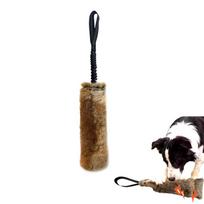 Rabbit Fur Squeaky Dog Training Toy Bite Tug Stick for Outdoor Interactive Play Sound Plush Toy for Medium Large Dogs