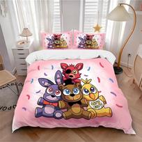 3Pcs Fnaf Party Time Bedding Sets For All Sizes New 3D Printed Bed Cover Comforter Duvet Cover Pillowcase Bedroom Decoration 135cmx200cm white