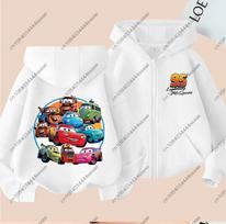 Boys Girls Lightning McQueen 95 Car Zip Up Hoodie Kids Cartoon Cars Printed Hooded Coat Children Fashion Loose Sweatshirt Jacket 130 red