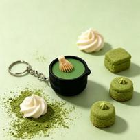 Milk Tea Matcha Series Fidget Keychain Japanese Style Keyboard-Style Chocolate Keyboard Keychain Creative 3D Printed A2 beige