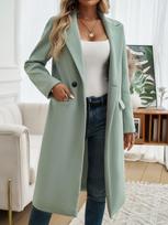 Turndown Collar Trench Women Coat Windbreaker Fitted Clothes Femme Loose Cloak Woolen Double-breasted Coat Outwear L šviesiai žalios spalvos