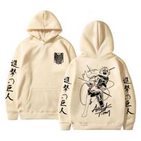 Anime Attack on Titan Mikasa Ackerman Graphic Hoodie Men Women Cartoon Manga Merch Sweatshirt Unisex Cosplay Pullover Hoodies XL beige