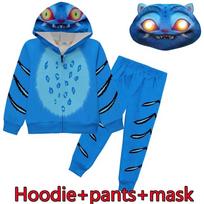 Mėlyno tigro Cosplay kostiumas Elfo tigro gobtuvo ir kelnių rinkiniai Vaikams Helovinas Kalėdų vakarėlis Juokingi drabužiai Kostiumas 140cm&tiger blue