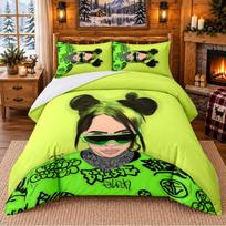 Billie Eilish Pattern Bedding 3Pcs Set Bed Sheet And Pillowcases For Indoor Bedroom 140cmx200cm