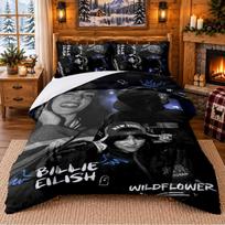 Billie Eilish Pattern Bedding 3Pcs Set Bed Sheet And Pillowcases For Indoor Bedroom 140cmx210cm