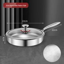 316 Stainless Steel Non-stick Frying Pan with Honeycomb Pattern – Compatible with Induction Cooktops and Gas Stoves 22cm 316 Steel with Lid