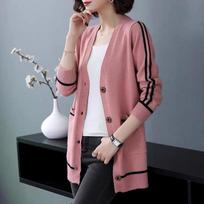 Women's Loose V-Neck Cross-Stitch Knit Cardigan Sweater - New Autumn 2026 One Size white
