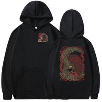 2026 Game Monster Hunter Deviljho The World Eate Hoodie Men's Autumn/Winter Fashion Vintage Oversized Sweatshirt Y2k Streetwear S black