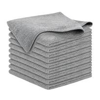 Microfiber Cloths for Cleaning, 12Pieces Soft Washable Wiping Cloths for Dining Tables, Mirrors, Desks, and Vehicle Dusting 40x40CM pilka