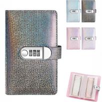 Light-Up Combination-Lock Savings Notebook; Holds 100 Bills; Suitable For Saving Money; Made Of Pu Material.